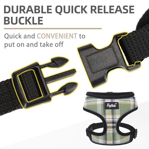 PUPTECK Soft Mesh Dog Harness and Leash Set Pet Puppy Cat Comfort Padded Vest No Pull Harnesses, Green/Yellow, XS - color: Green&Yellow, size: XS (NECK: 10", CHEST: 10"-14")