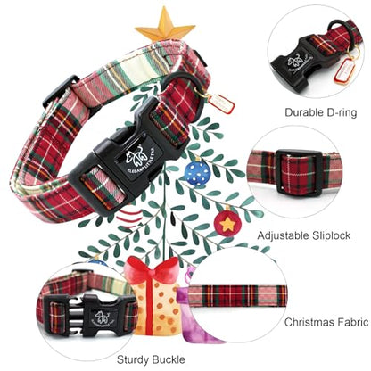 Elegant littlle Tail Christmas Dog Collar, Red Plaid Pet Collars Soft Cotton Winter Dog Collar with Quick Release Buckle Pet Puppy Collars for Small Medium Large Dogs - color: Christmas-Red Plaid, size: X-Small (Pack of 1)