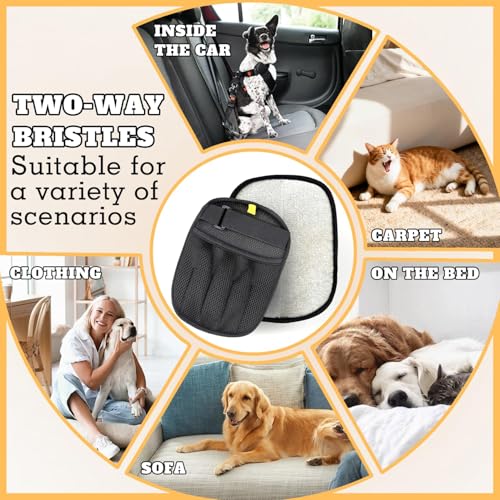 Upgraded Pet Hair Removal Glove for Cats & Dogs, Reusable Five-Finger Static Pet Glove with Adjustable Strap, Pet Hair Remover Tool On Clothes, Furniture, Laundry and Car Interior