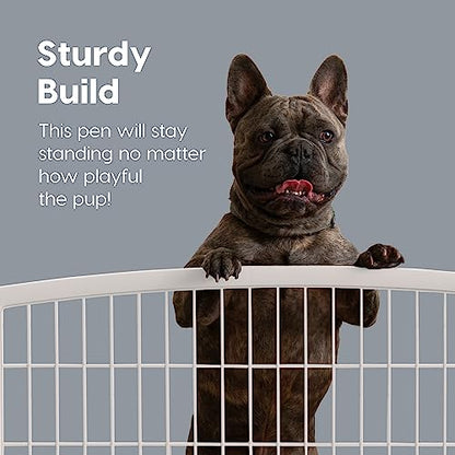 IRIS USA 34" Exercise 8-Panel Pet Playpen with Door, Dog Playpen, Puppy Playpen, Small Medium Large Dogs, Keep Pets Secure, Easy Assemble, Rust-Free, Heavy-Duty Molded Plastic, Customizable, White - color: White, style: 8-Panel w/ Door