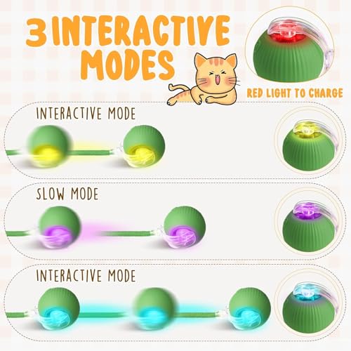 2 PCS Interactive Cat Toy Rolling Ball Chewie Viral Dog Ball, Smart Automatic Rolling Pet Balls,Automatic Moving Electric Cat Toy - color: Color1