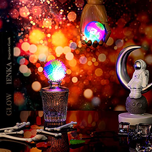 2 Pieces 2.5" Light up LED Dog Toy Ball Elastic Flashing Glowing Interactive Toy Pet Color Ball Bounce-Activated for Small Medium Dogs and Puppies(Classic Style)