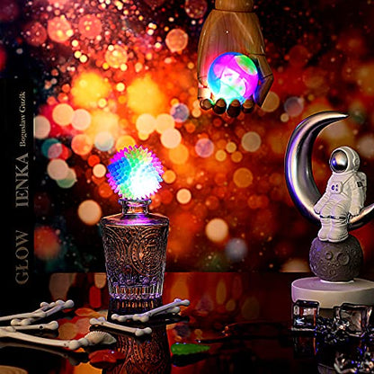 2 Pieces 2.5" Light up LED Dog Toy Ball Elastic Flashing Glowing Interactive Toy Pet Color Ball Bounce-Activated for Small Medium Dogs and Puppies(Classic Style)