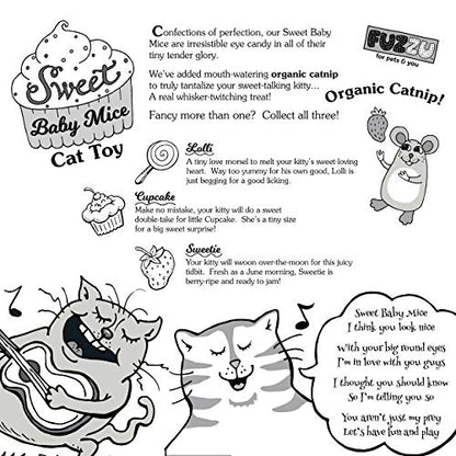 FUZZU Sweet Baby Mice, Mouse Cat Toy in with Organic Catnip (Lolli) - style: Lolli