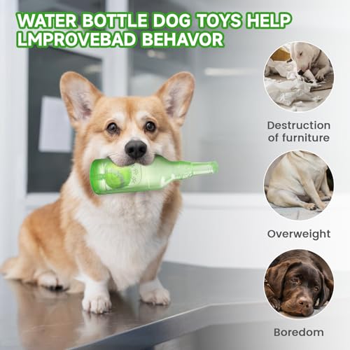 Water Bottle Dog Toy,Dog Toys for Aggressive Chewers,Water Bottle with Tennis Ball,Suitable for Small and Medium Pets to Exercise Outdoors(Green) - color: Green