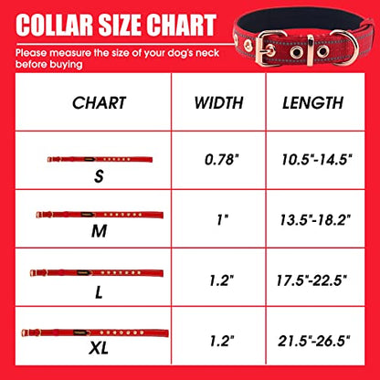 Neoprene Padded Dog Collar, Nylon Collar for Small to Large Dogs, Heavy Duty with Metal Buckle, Reflective(Medium, Red) - color: Red, size: Medium (Pack of 1)