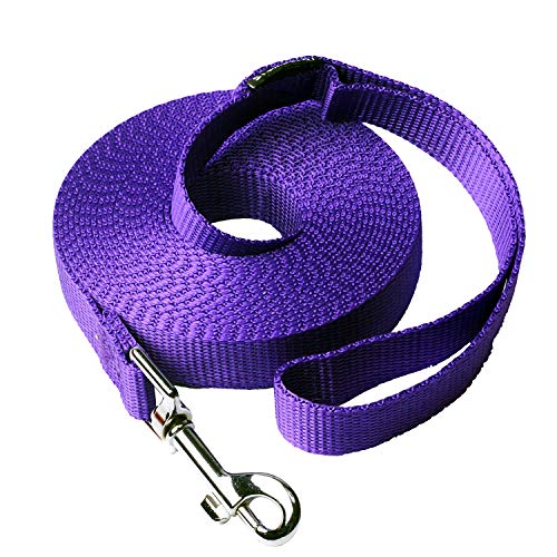 Dog/Puppy Obedience Recall Training Agility Lead - 15ft Long Training Leash，3/4in Wide - Great for Play, Camping, or Backyard (15Feet, Purple) - color: Purple, size: 15 Feet