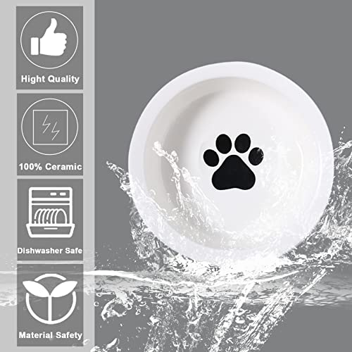 ZONEYILA Elevated Cat Bowls, Dog Bowl, Ceramic Raised Cat Food Water Bowl Set with Metal Stand for Indoor Cats Small Dog, Prevent Neck Pain,12 Ounces, Cute Paw Pattern - color: Paw Pattern Bowls & Black Stand