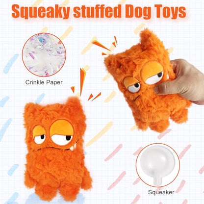 Squeaky Dog Toy, Plush Stuffed Dog Toy Keep Them Busy Tug of War Dog Chew Toy for Small Medium Large Dogs (Orange) - color: Orange