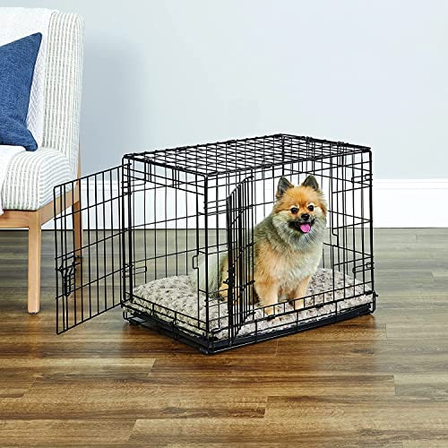 Midwest Homes for Pets 24-Inch New World Crate for Small Breeds, 12-20 lbs, Double Door Folding Dog Crate, Leak-Proof Tray & Secure Latches, Portable, Durable & Easy to Assemble - size: 24.8"L x 17.9"W x 19.5"H