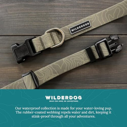 Wilderdog Waterproof Dog Collar- Repels Water & Dirt - Large 17"-24" - Olive - color: Olive, size: Large