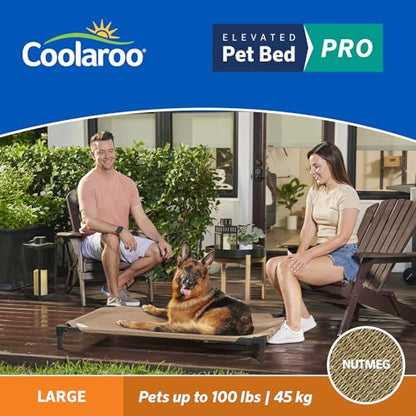 Coolaroo Pro Elevated Dog Bed - Low-Profile Access, Moisture-Resistant Cover, Breathable Fabric & Tool-Free Setup, Nutmeg, Large - color: Nutmeg, size: Large