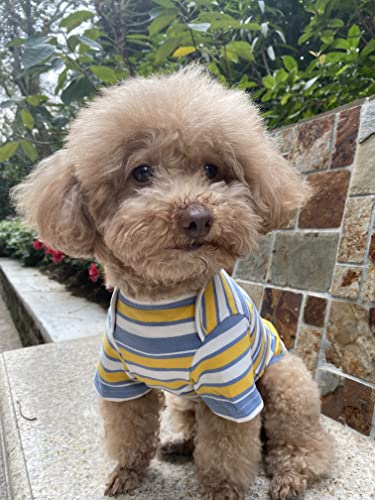 Dog Shirts Cotton Striped T-Shirt, Summer Pet Clothes for Small Dogs, 2-Pack Soft Puppy Apparel Cat Tee, Breathable Stretchy, Red Yellow M - color: Red-Yellow, size: Medium