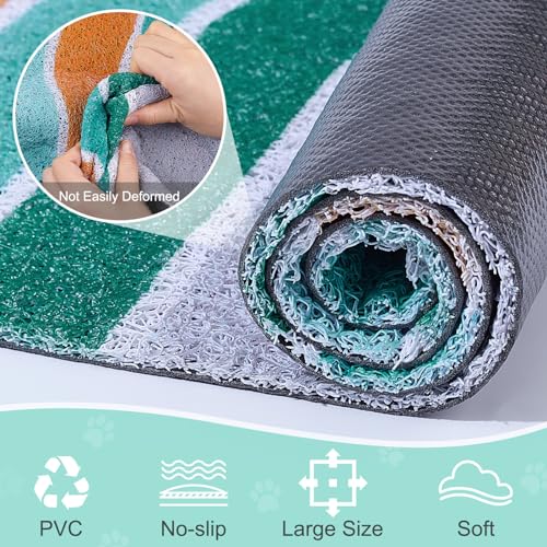 Cat Litter Mat Quality Litter Box Mat Large Non-Slip Cat Litter Mat Litter Trapping Mat Soft Kitty Litter Mat Compatible Two Litter Boxes Cat Products Easy to Clean,Green,L - color: Blue, size: L(33.5" x 22.4")