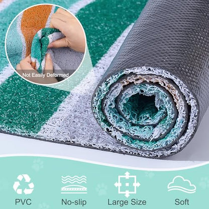Cat Litter Mat Quality Litter Box Mat Large Non-Slip Cat Litter Mat Litter Trapping Mat Soft Kitty Litter Mat Compatible Two Litter Boxes Cat Products Easy to Clean,Green,L - color: Blue, size: L(33.5" x 22.4")