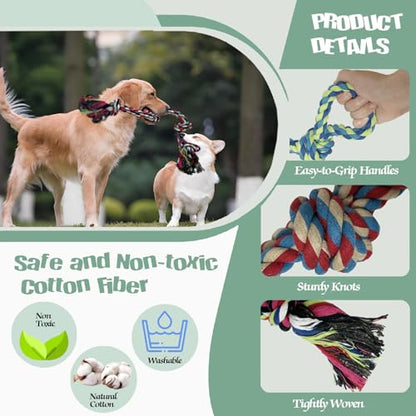 3-Pack Heavy Duty Dog Rope Toy, Tough Chew Toys, Durable Interactive Tug of War &Teeth Cleaning Ropes for Large and Medium Aggressive Chewers (3-Pack, Large) - size: Large