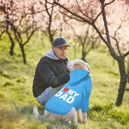Dog Sweater Dog Hoodie Cold Weather Coat Hooded Sweatshirt for Puppies,Cats, Small Medium Large Dogs (Blue(I Love My Dad), Large/X-Large)