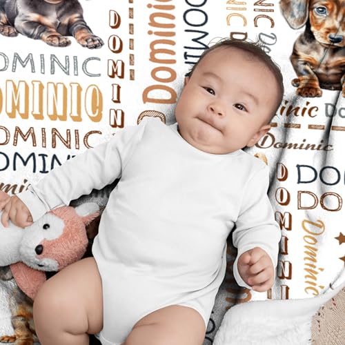 Aniruddha Custom Dachshund Baby Blanket, Personalized Kids Blanket with Name, 40"x50" Throw Size - color: Custom Baby Dachshund1, size: 40"x50"-Throw Size