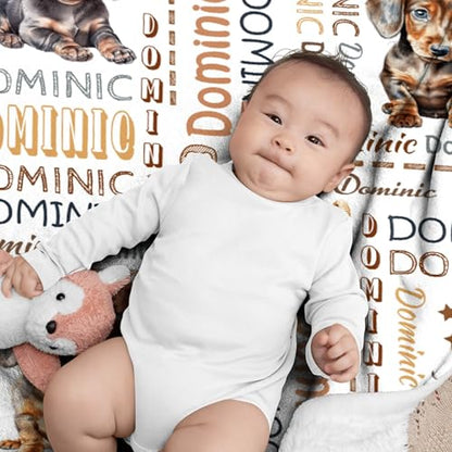 Aniruddha Custom Dachshund Baby Blanket, Personalized Kids Blanket with Name, 40"x50" Throw Size - color: Custom Baby Dachshund1, size: 40"x50"-Throw Size