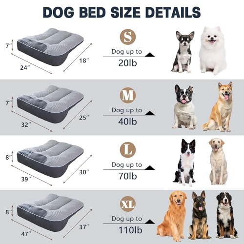 Small Dog Bed 24" x 18" for Small Dogs & Indoor Cats, Washable Calming Pet Bed with Soft Plush Cushion, Non-Slip Bottom, Cozy Puppy & Kitten Bed for Cats and Small Pets, Grey - size: S(24" L x 18" W x 7" Th)