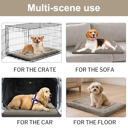 Dog Bed Crate Mat, Soft Durable Washable Anti-Slip Kennel Pad for Dogs & Cats, Reversible (Light Gray, S(24"*18"*1.5")) - color: Light Gray, size: S(24"*18"*1.5")