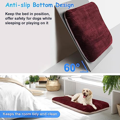 Super Soft Extra Large Dog Bed, 47 Inches Jumbo Orthopedic Foam Pet Beds with Anti Slip Bottom, Dog Sleeping Mattress with Removable and Washable Cover, Burgundy XL,47'' X 39'' X 3.7'' - color: Burgundy, size: 47.0"L x 39.0"W x 5.0"Th