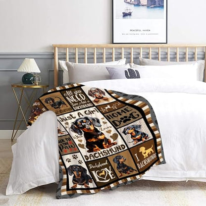 Just A Girl Dachshund Dog Blanket, Super Soft & Cozy, 90"x120" Family Size - color: Just a Girl Who Loves Dachshund, size: 90"x120"-Family Size