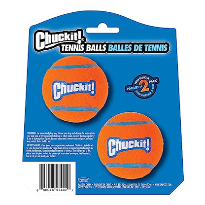 Chuckit! Dog Tennis Ball Dog Toy, Medium (2.5 Inch Diameter) for dogs 20-60 lbs, Pack of 2 - size: Medium - Pack of 2