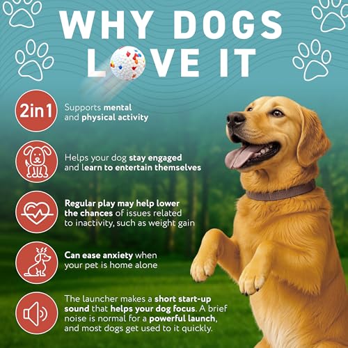 ABC PACK & SUPPLY Automatic Dog Ball Launcher for Small Dogs & Puppies, Adjustable 10–30 ft Indoor Outdoor Fetch Machine with 3 Balls