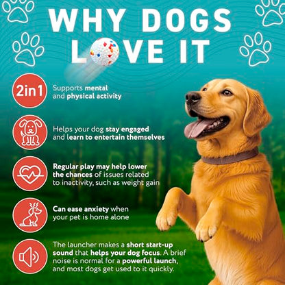 ABC PACK & SUPPLY Automatic Dog Ball Launcher for Small Dogs & Puppies, Adjustable 10–30 ft Indoor Outdoor Fetch Machine with 3 Balls