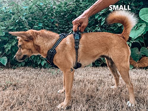 Tuff Pupper No Pull Easy Walk Dog Harness | Heavy Duty Pet Vest | Front & Back Leash Clips | Strong Safety Handle | Reflective Anti Pull Vest | Comfortable Padded Escape Proof Harness (Small, Black) - color: Epic Black, size: Small (Neck: 10-17" , Chest:
