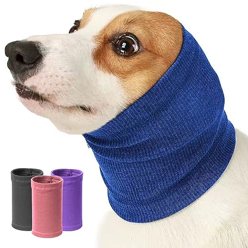 Nanaki Dog Calming Hoodie Quiet Head Cover Sleeves - Ear Covers Hood for Noise Bath, The Grooming and Force Drying Head Protection for Anxiety Relief and Calming Dog Neck and Ear Warmer - color: Blue, size: Medium