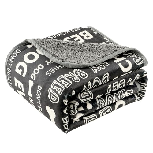 Waterproof Dog Blankets Pet Blanket 60"x80", Soft Fluffy Sofa Car Bed Protector, Reversible Sherpa Fleece Dog Blanket for Large Dogs (Letters) - color: Letters, size: 60"x80"