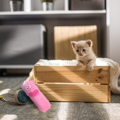 ERINGOGO Catnip Plush Pillow for Indoor Kittens Interactive Chew Soft Plush Sturdy Bite-Resistant Light Pink Kitten Playtime Pet