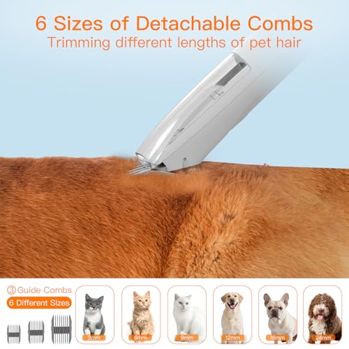 AIRROBO Dog Grooming Vacuum Kit,12000Pa Strong Pet Vacuum for Shedding,Grooming Hai,Quiet,PG100,2L Large Capacity - color: White-5-in-1