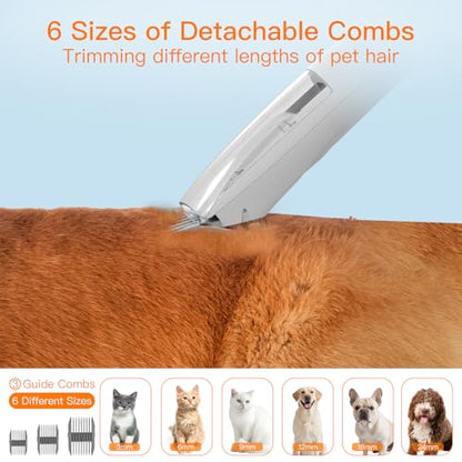 AIRROBO Dog Grooming Vacuum Kit,12000Pa Strong Pet Vacuum for Shedding,Grooming Hai,Quiet,PG100,2L Large Capacity - color: White-5-in-1