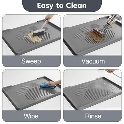 ISSEVE Cat Litter Mat 40" x 28" XL, Extra Large Silicone Mat for Litter Box, 1.38" Raised Edge Urine Proof Litter Trapping Mat Pad for Scatter Control, Soft on Kitty Paws, Protect Floor (Dark Grey) - color: Dark Grey