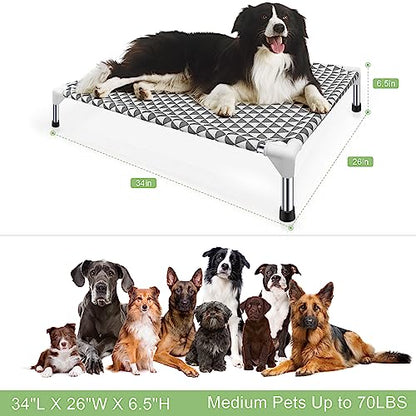 Kuntrust Elevated Outdoor Dog Bed, Medium Size, Cotton Material, Non-Slip Feet, Fits up to 70lbs - size: 4 sided Medium