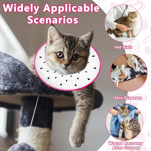 Cat Cone Collar Soft, Adjustable Cat Recovery Cone to Stop Licking, Cute Kitten Donut Collar After Surgery, Elizabethan Collars for Kittens, Lightweight Cats Neck Cones (Dragonfruit, Large) - color: Dragonfruit, size: Large