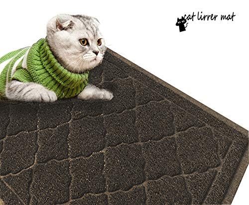 Cat Litter Mat Traps Litter from Litter Box XL Size 47"X36" Durable Trapping Rug, Non-Slip and Waterproof, Easy to Clean - color: Brown