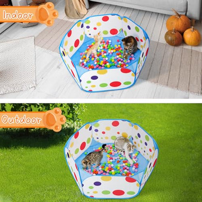 Palksky Ball Pit with 210 Toy Balls and 4 Spring Toys - Interactive Cat Toys for Bored Indoor Cats Self Play, Enrichment Toy for Fun and Exercise - style: Cat Toys ( without Ball Launcher )