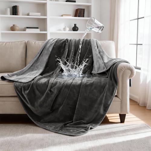 gogobunny Waterproof Blanket for Dogs and Cats, Reversible Flannel Double-Sided Furniture Protector for Couch Sofa Bed Against Spills & Pet Fur (60" x 80", Dark Grey/Light Grey) - color: Dark Grey/Light Grey, size: 60" X 80"
