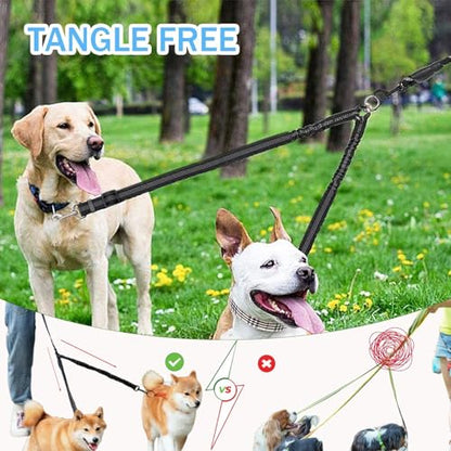 2 Pcs Double Dog Leash, No Tangle for Walking 2 Dogs Adjustable Length Leash Reflective Splitter for Large and Small Dogs(Black, Grey)