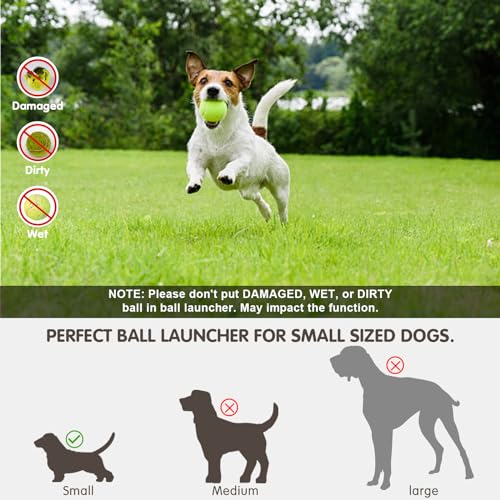 MEKAPLE Automatic Dog Ball Launcher, Dog Ball Thrower with 15 Mini Tennis Balls Sizing 2 Inch and Mesh Bag, Interactive Dog Toys Tennis Ball Launcher for Small Dogs with 3 Distance Settings - color: Green