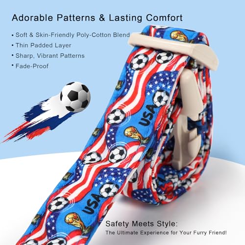 American Soccer Dog Collar Blue Patriotic Dog Collars for Puppy Small Dogs - Lightweight Adjustable 4th of July Puppy Collars Summer Stars & Stripes Male Female Dogs Collar XS - color: USA Soccer, size: XS