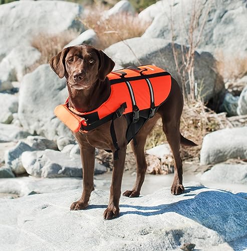 ZippyPaws Adventure Dog Life Jacket - Dog Life Vest for Swimming & Boating, Fits Small Pets, Lightweight Flotation Device for Water Safety, Padded Handle, Adjustable Fit, 6-10" - XX-Small, Red - size: Extra Extra Small