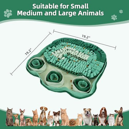 Green Snuffle Mat Pet Dog Feeding Mat, Interactive Sniff Mat, Slow Feeder Dog Treat Mat, Dog Puzzle Toys for Training and Stress Relief, Encourages Natural Foraging Skills, Non-Slip, Portable, Durable