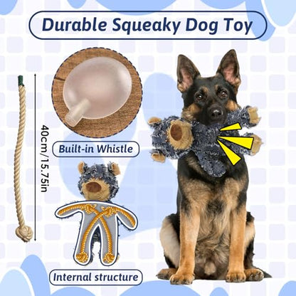 Dog Companion For Heavy Chewers-New Indestructible Robust Bear Dog Toy, Resistant Squeaky Dog ToysFor Heavy Chewers , Unbreakable Stuffed Plush Dog Toys For Aggressive Chewers (G-Navy+Oak+Purple) - color: G-Navy+Oak+Purple