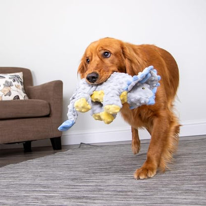 goDog Dinos Frills Squeaky Plush Dog Toy with Chew Guard Technology, Durable Fabric & Squeaker for Active Play, Gray, Large - color: Dinos Frills (Gray), size: Large