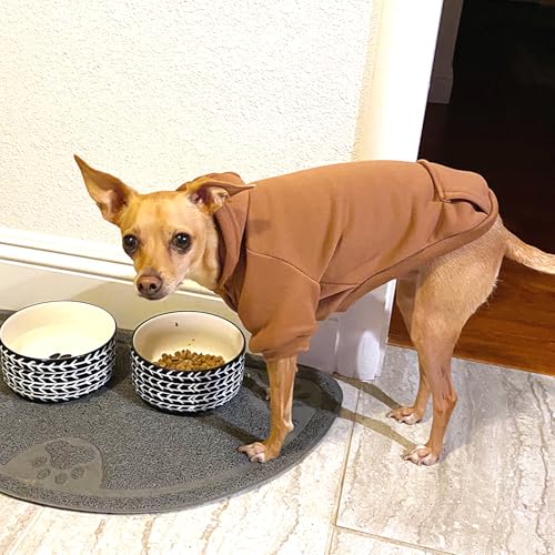 Jecikelon Winter Dog Hoodie Sweatshirts with Pockets Warm Dog Clothes for Small Dogs Chihuahua Coat Clothing Puppy Cat Custume (Coffee, X-Small) - color: Coffee, size: X-Small